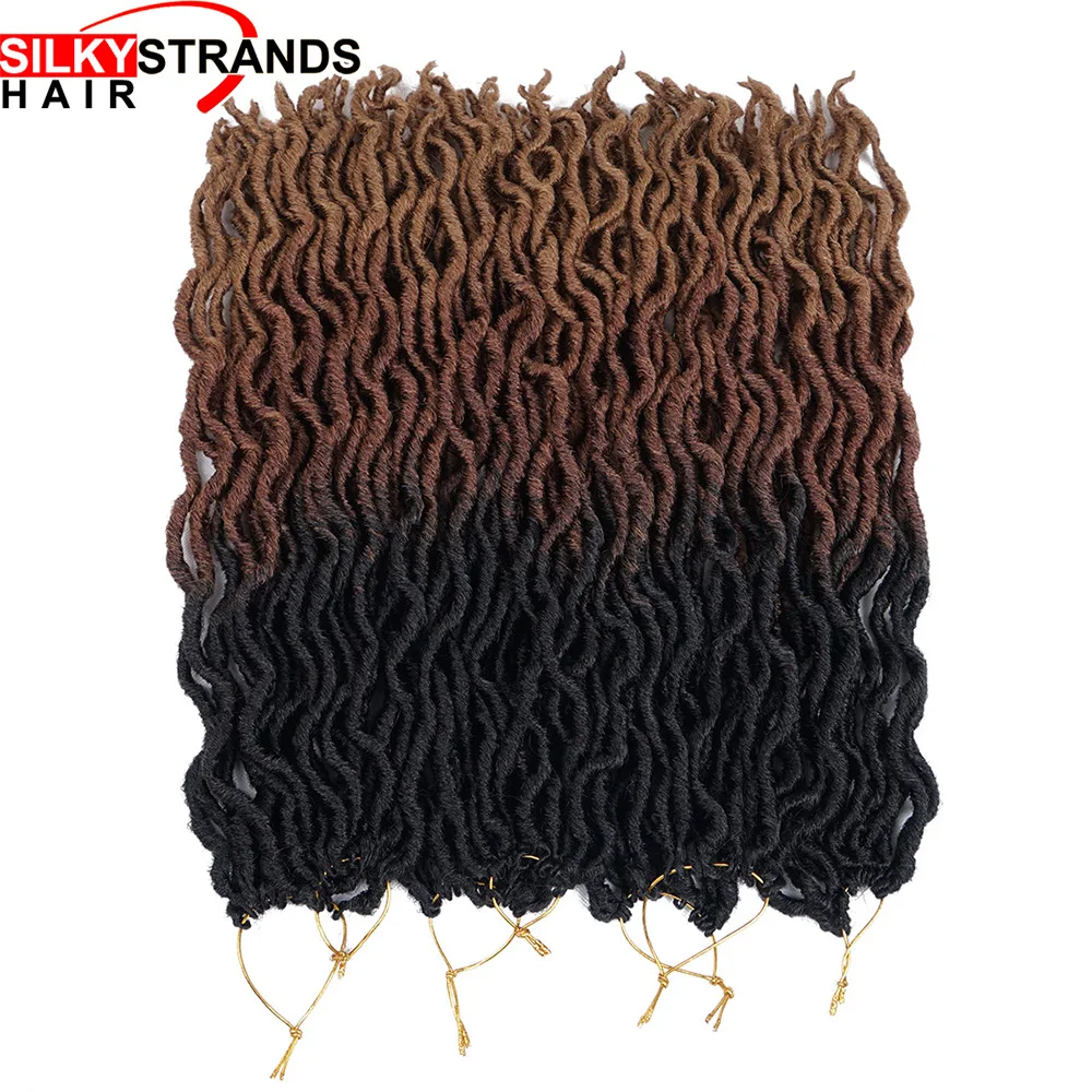 Ombre Faux Locs Curly Crochet Hair 20inch 24 strands/pack Dread Locks Synthetic Crochet Braids Hair Extensions