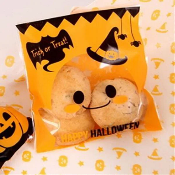 100 шт. многоуровневые Хэллоуин печенья конфеты сумки упаковки хлеба самоклеящаяся Пластик сумки печенье закуски выпечка посылка 10X10+ 3 см - Цвет: Style 5