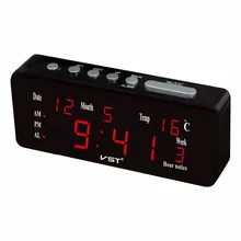 AC power 220V 50HZ digital LED calendar clock with time, date, temperature, alarm function European power plug alarm clock