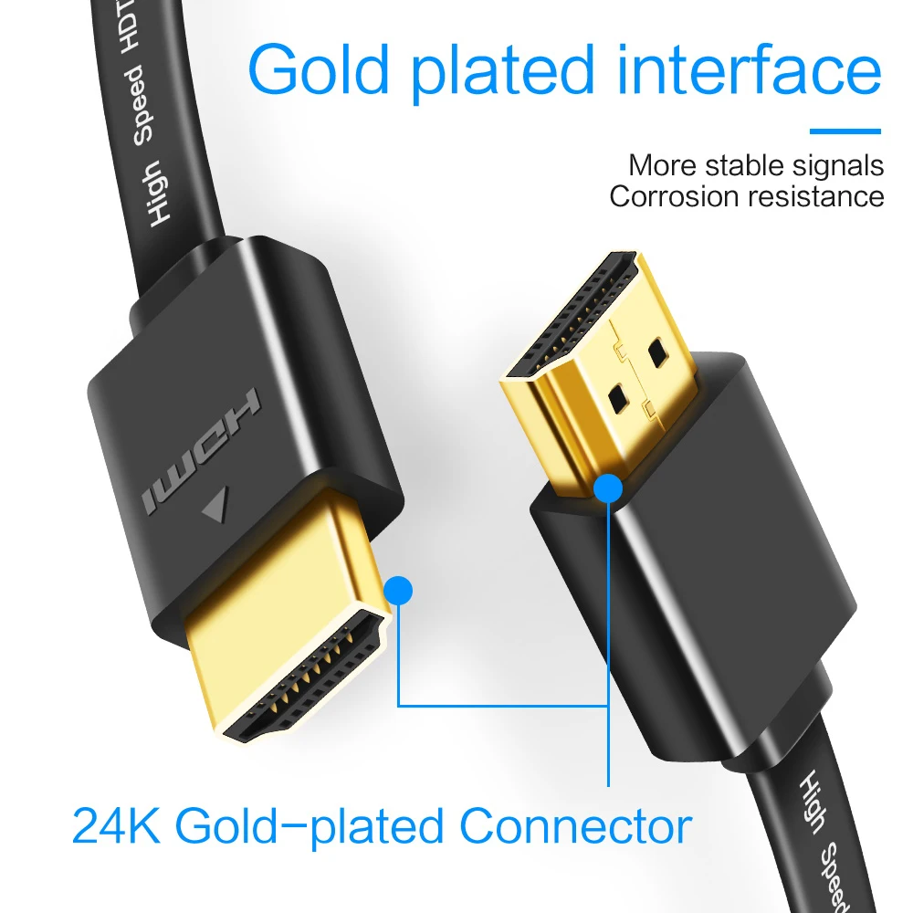 0,3 м 0,5 м 1 м 1,5 м 1080P Высококачественный тонкий hdmi плоский кабель позолоченный штекер Male-Male HDMI кабель для projrctor ноутбука ps3/4