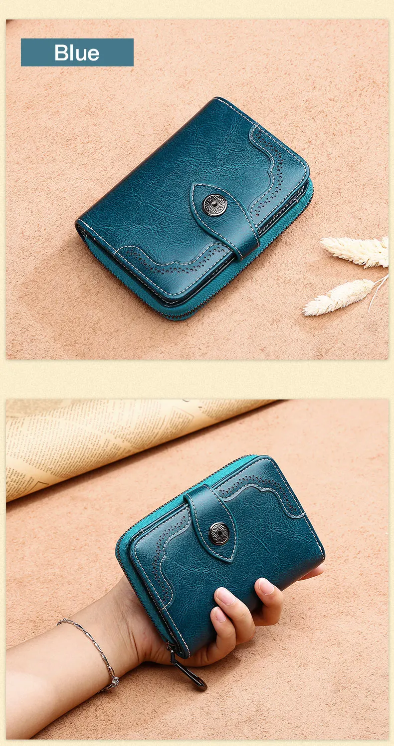 SENDEFN New Wallet Women Purse Brand Coin Purse Zipper Wallet Female Short Wallet Women Split Leather Purse Small Purse