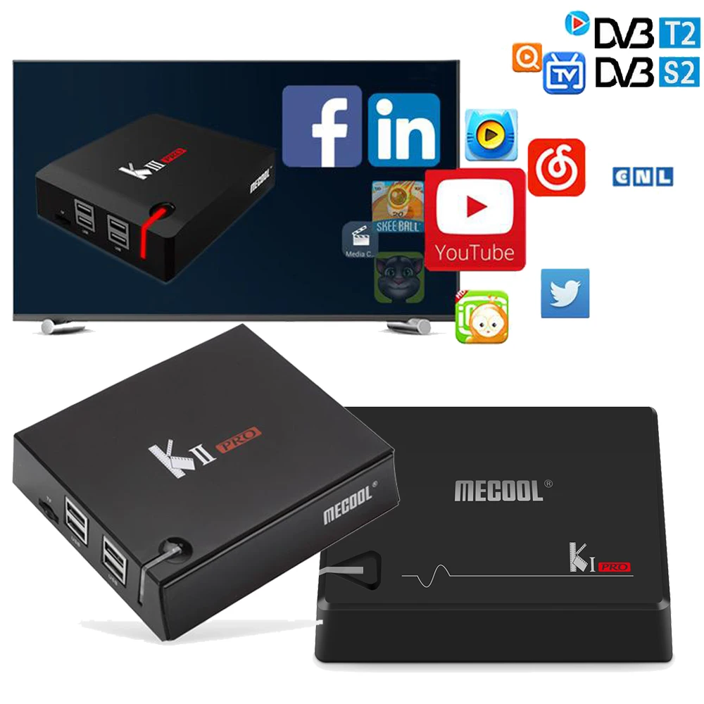 

MECOOL K1 PRO TV Box KI PRO S2+T2 DVB Amlogic S905D Quad 2G+16G DVB-T2&S2/DVB-T2/DVBS2 Set Top Box +KII KIII PRO Android TV Box