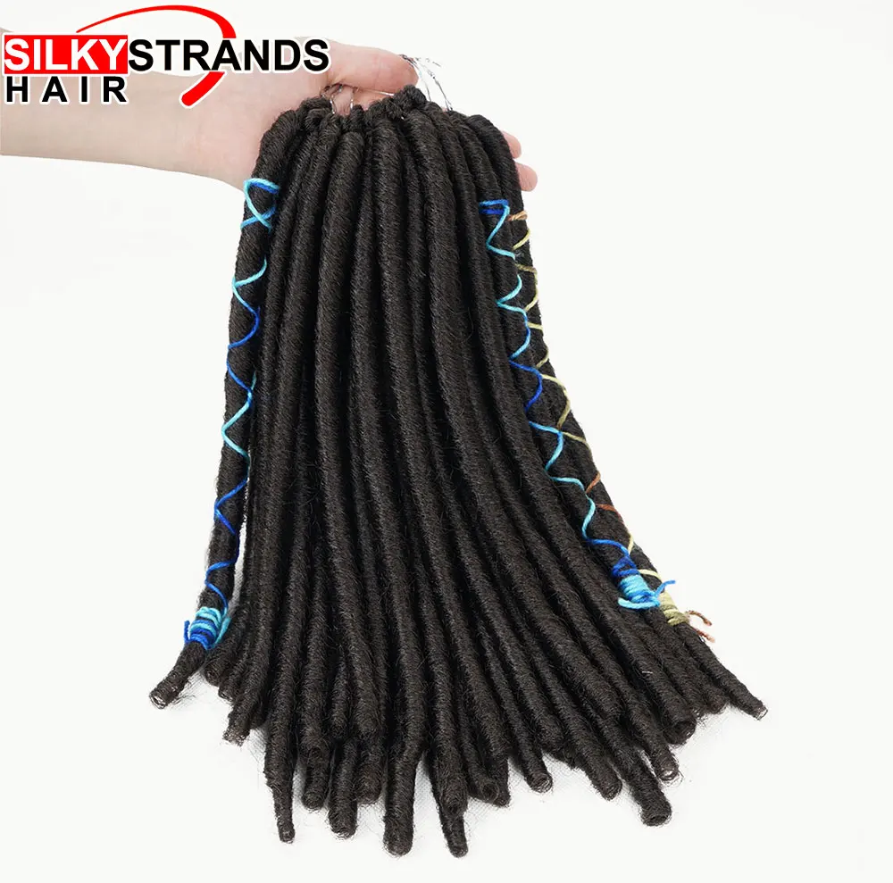 Short New Soft Dread Extensions Silky Strands 12 Roots 70g Piece Burguandy Synthetic Dreadlocks With Line