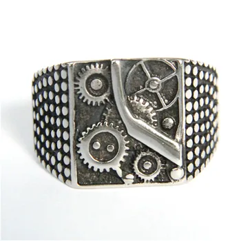 

3pcs/lot Fast Shipping Punk Machine Ring 316L Stainless Steel Jewelry Band Party Cool Ring