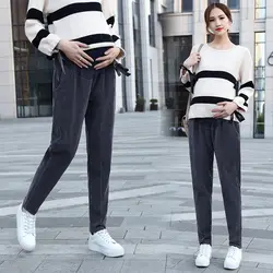 859 # осенне-зимние утепленные вельветовые прямые брюки для беременных, регулируемые повседневные брюки для беременных женщин