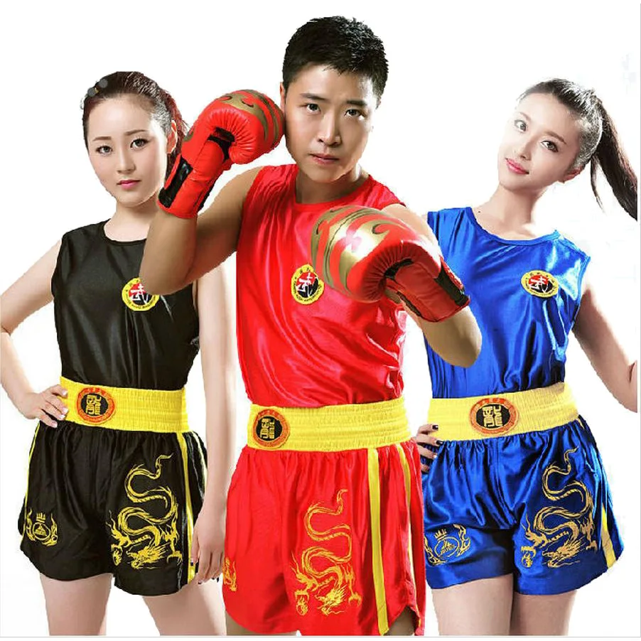 

Adult and Child Wushu Clothing Sets Boxing Suit Muay Thai MMA Vest+Shorts Fighting Training Competition Suit Kung Fu Uniform