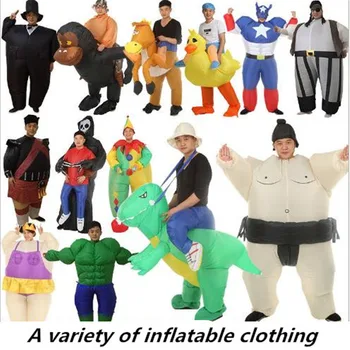 

Halloween Inflatable Costume Dinosaur Sumo Superman Santa Multi-Color Funny Game Activity Dolls Mount For Men And Women Apply