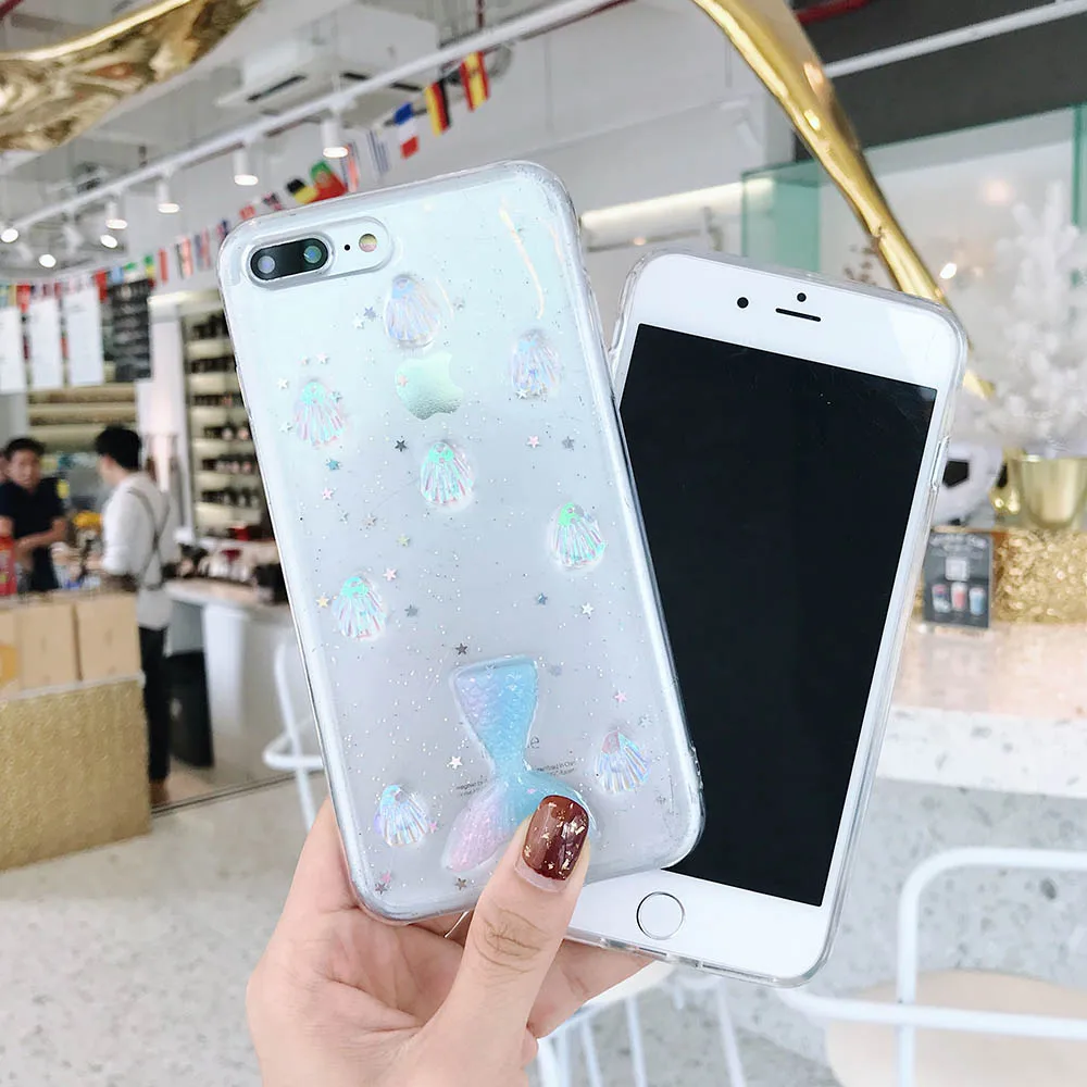 Куке принципиально Красивые Рыбий Хвост чехол для iPhone X 8 7 6 S Plus милый Мода Капа