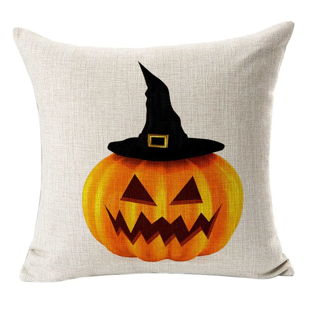 Halloween Cotton Linen Blended Pumpkin Pillow Case Cushion Cover Oct25