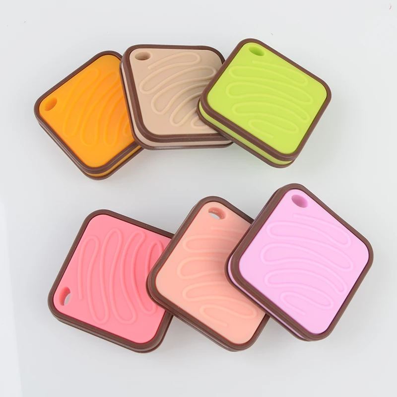 

Chenkai 5PCS BPA Free Silicone Cube Biscuit Teether Pendant Nursing DIY Baby Shower Pacifier Dummy Sensory Toy Accessories
