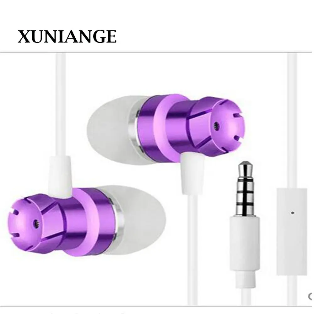 

XUNIANG metal earphone in-ear turbo heavy bass with wheat line control mobile phone headset computer MP3 universal earphone