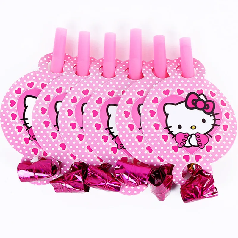 Blowout 6pcs 6 шт./лот hello kitty тема выдув пластиковый свисток день рождения выдув Свадьба Празднование шума игрушки, принадлежности для вечеринок - Цвет: Blowout 6pcs