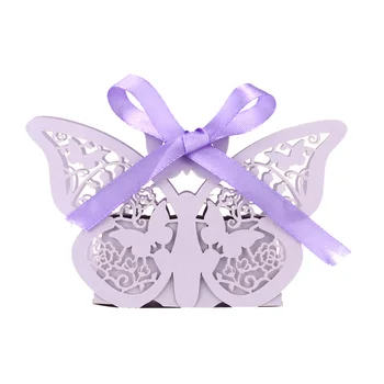 

20pcs DIY Butterfly Carved Pattern Wedding Candy Box Laser Cut Iridescent Paper Wedding Gift Box Party Supply Baby Shower Decor