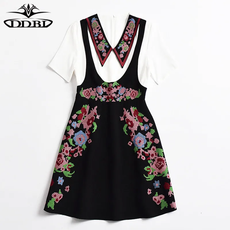 embroideyr black white dress robe femme ete 2018 vestidos verano dresses for women  180626