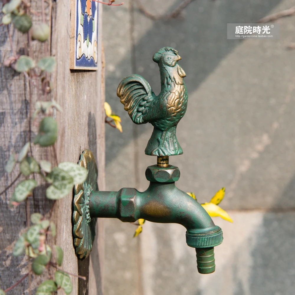 

Animal Faucet Courtyard Time Copper Single Cold tap Garden Freeze-proof Sunscreen Mop Pool Washing Machine Rooster Bibcocks