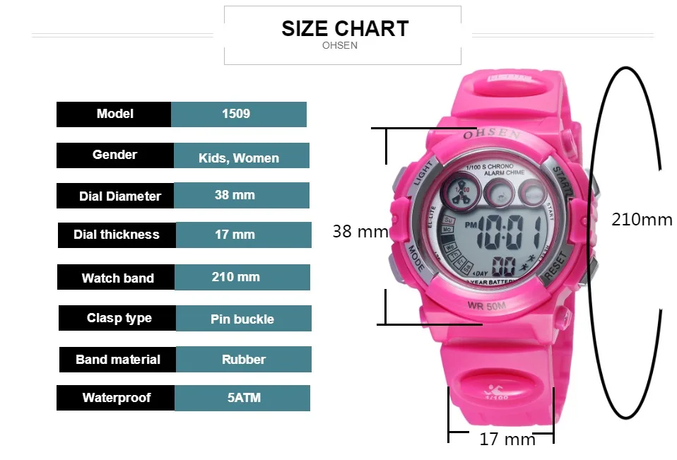 Модные OHSEN цифровые часы для мальчиков и девочек водонепроницаемые спортивные часы детские часы на резиновом ремешке Дата День