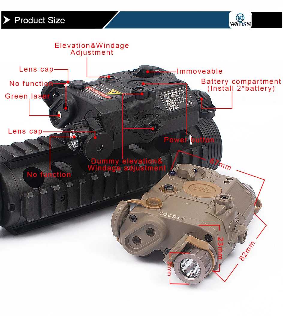 WADSN страйкбол PEQ 15 LA5C Тактический PEQ-15 UHP зеленый/красный точечный Лазер без ИК-фонарика нулевой сброс охотничьего оружия огни WEX453