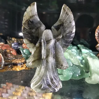 

2019 hot 100MM 100% Natural labrador stone carved angel for home decoration Free shipping