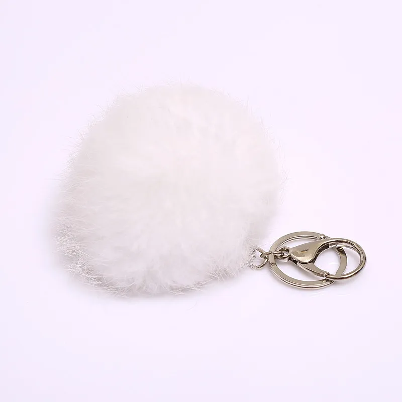 

Hot selling New 8CM Length Rabbit Fur Ball Cell Phone Car Keychain Pendant Handbag Charm Key Chain PomPom Charm Chaveiro Keyring