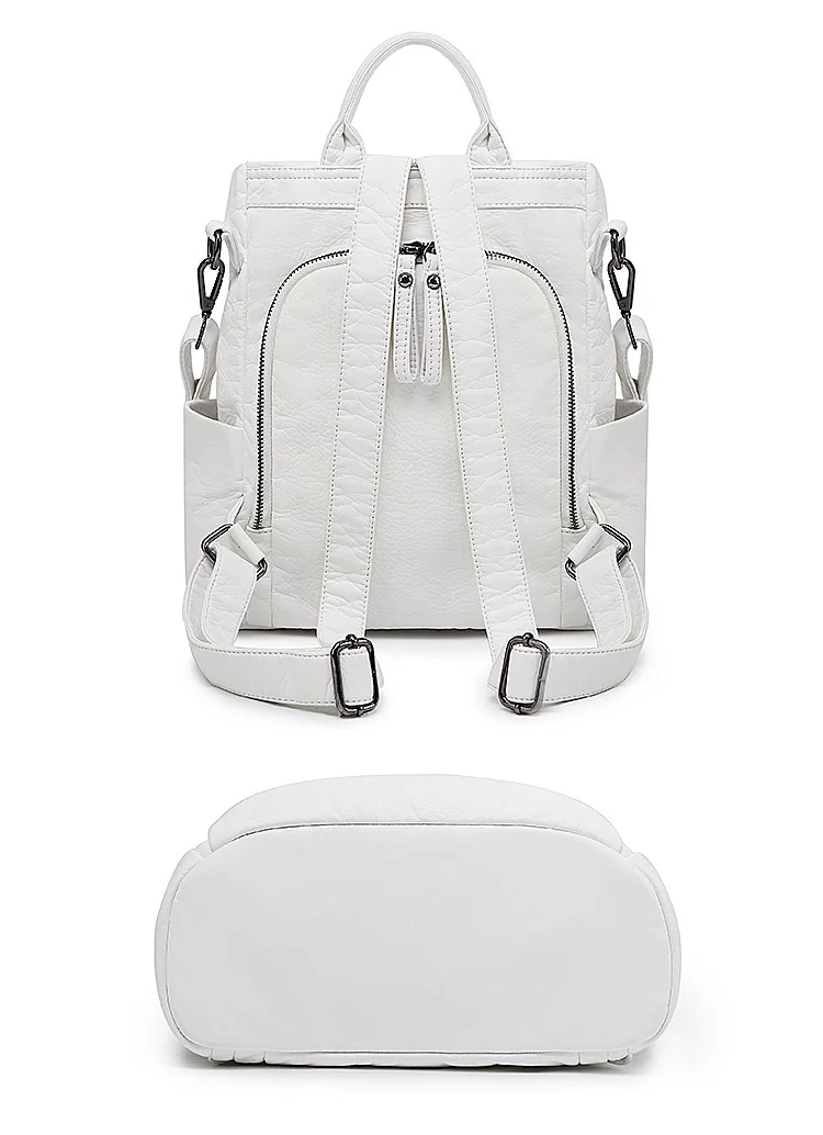 Высококачественный Женский рюкзак из искусственной кожи, противоугонные роскошные белые женские рюкзаки для путешествий, женская сумка на плечо