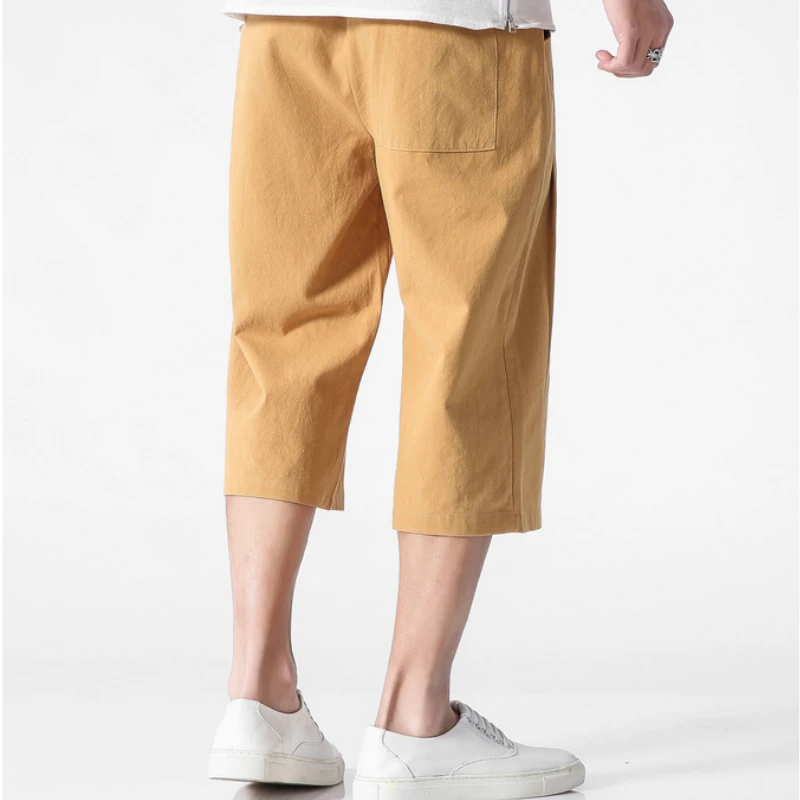 2019 Summer New Cotton Loose Thin Section Harem Pants Men's Elastic Waist Strap Fashion Style Pants Plus Size Men Pants Casual