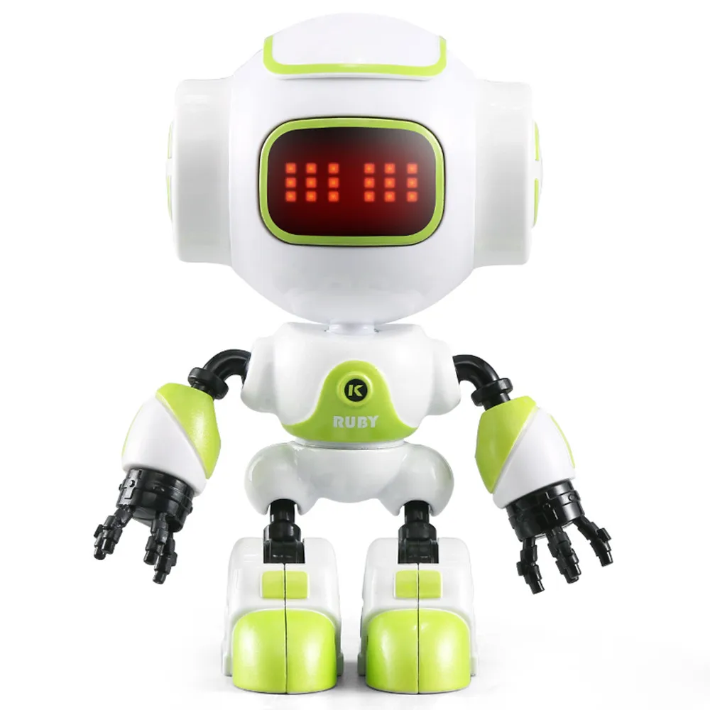 Подарки Музыка игрушка робот Touch Сенсор головы светодиодный переключатель 11 раскладные Игрушки сплав цинка тела DIY жесты декор с роботом держатель телефона - Цвет: green ruby