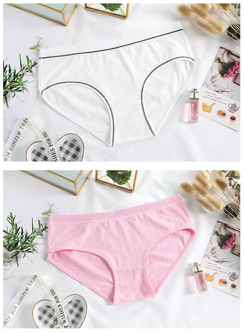 Free shipping 5pcs/lot women's underwear cotton breathable solid color large size cotton briefs lady panties girl AMA002