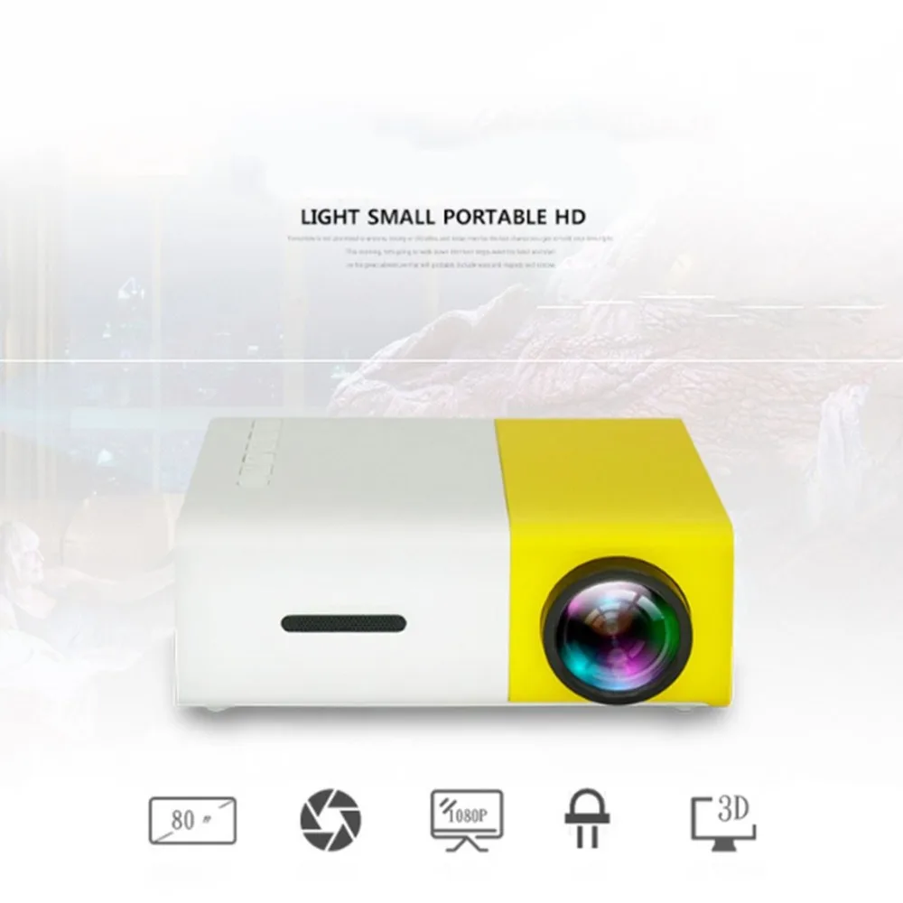 YG300 LED جهاز عرض صغير عالية الدقة فائقة المحمولة HD 1080 P HDMI USB العارض مشغل الوسائط لنا الاتحاد الأوروبي AU مقابس انجليزية لونين