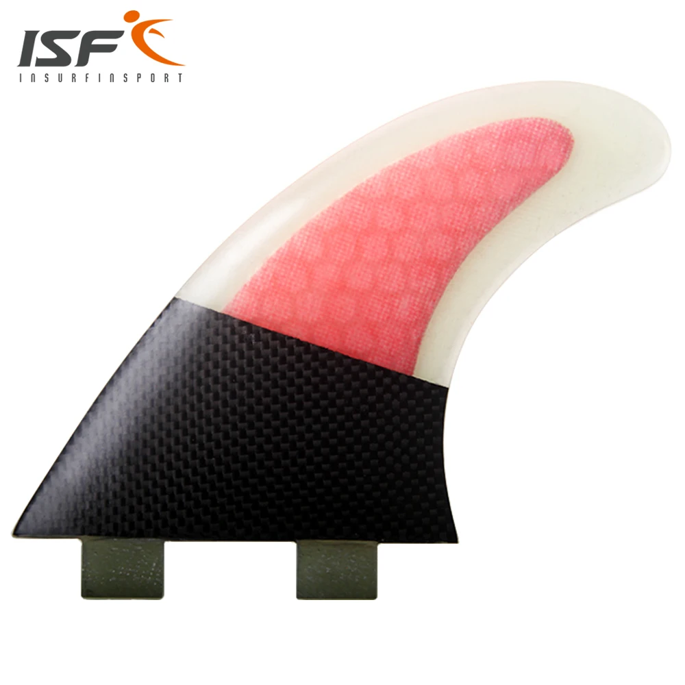 Insurfin Carbonfiber Surfboard Fins Thruster Fin Set (3) FCS Compatible Medium Surf Fin Red