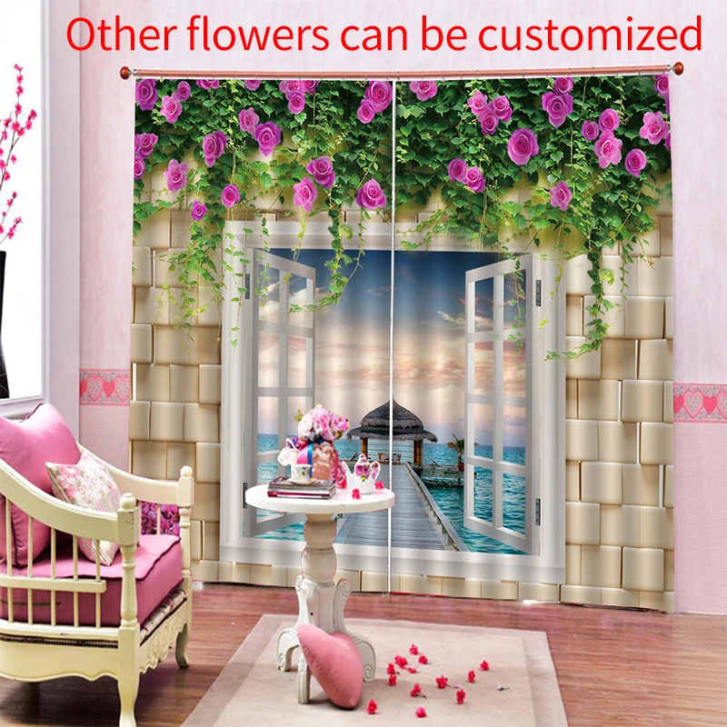 

Modern minimalist simulation Windows 3D stereoscopic shade insulation waterproof curtains living room decorative cloth curtains