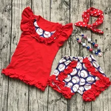 Conception d’été enfants Baseball saison vêtements filles JEU de BALLE vêtements ruches coton shorts filles boutique tenues avec accessoires