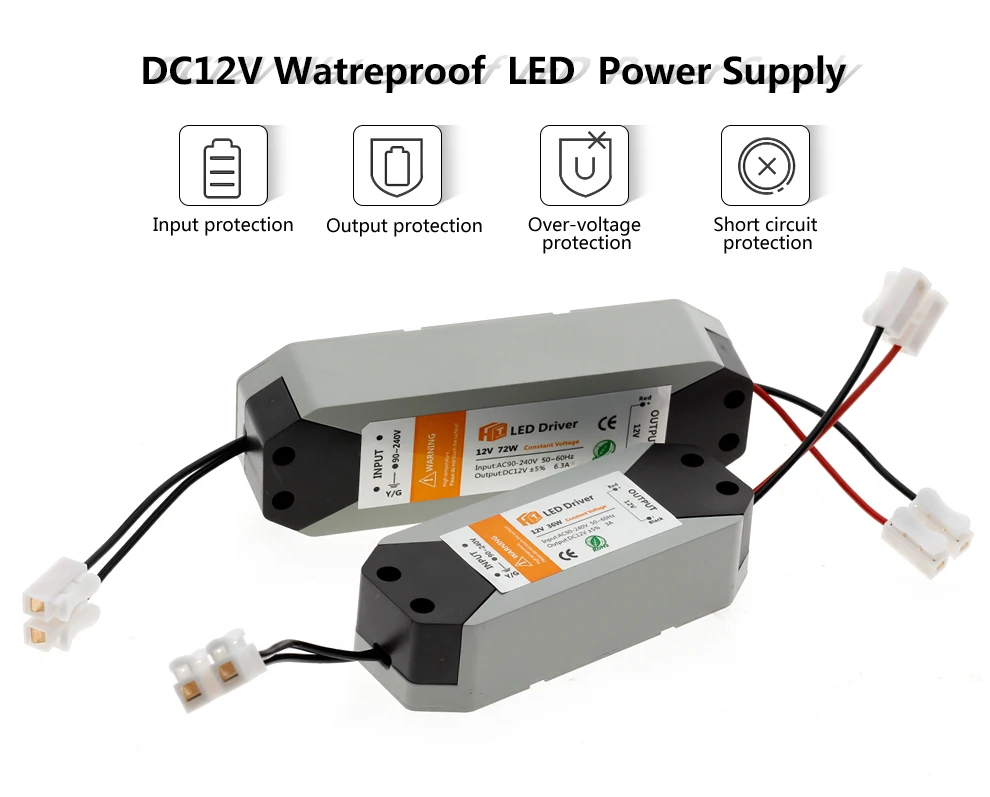Светодиодный Трансформаторы освещения DC12V 36 W 72 W Светодиодный драйвер для Светодиодные ленты Питание