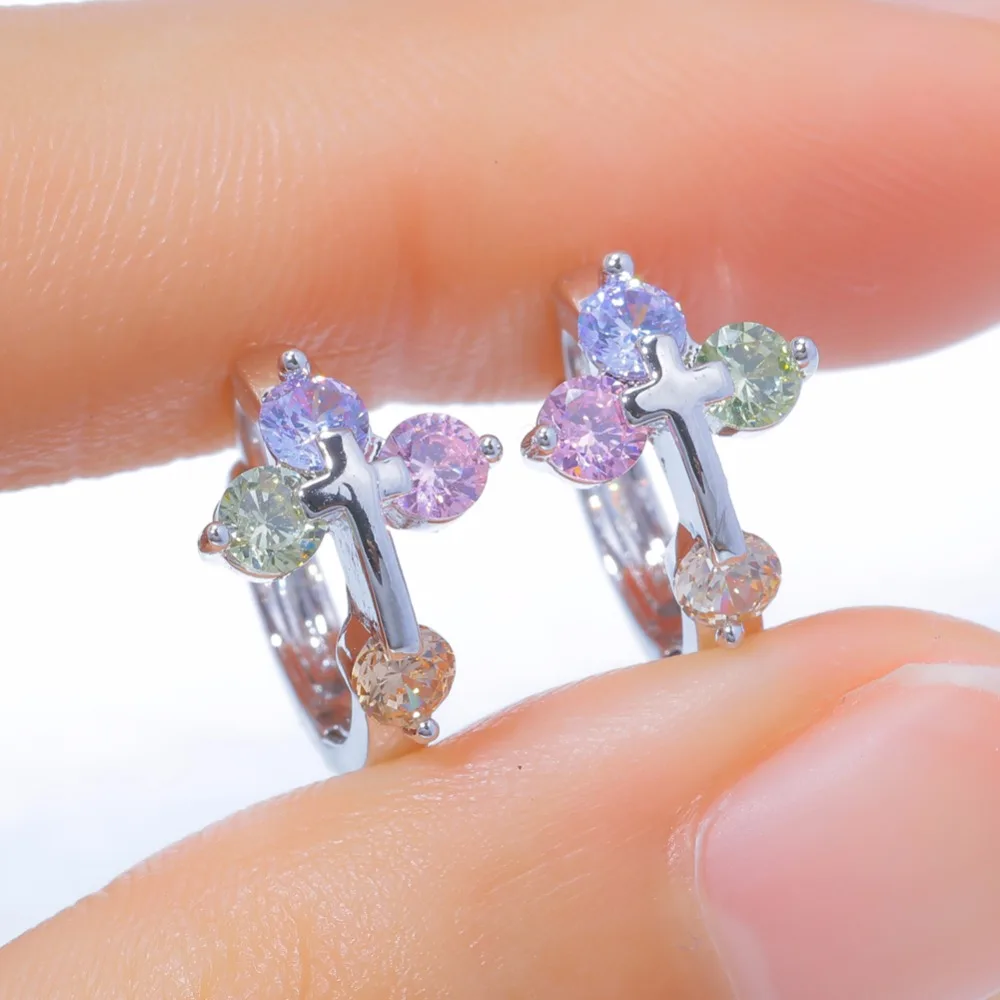 Cinily создан Morganite перидот с серебряным покрытием Оптовая крест для Для женщин