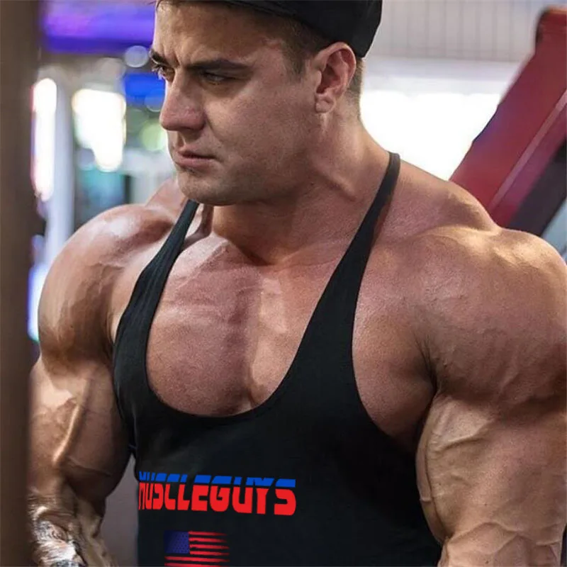 Брендовые майки для фитнеса Muscle Guys мужчин бодибилдинг Стрингер майка спортзала