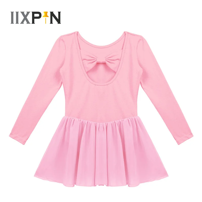 IIXPIN балетные, для маленьких девочек платье, Одежда для танцев с длинным рукавом хлопковый топ лиф Лук Назад балетные костюмы танец
