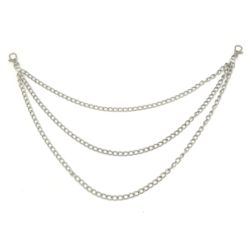 Mujeres tres hebras Biker llavero Jean Portachiavi 3 capas cartera cadena Punk gancho llavero Pantalones Pantalón llavero