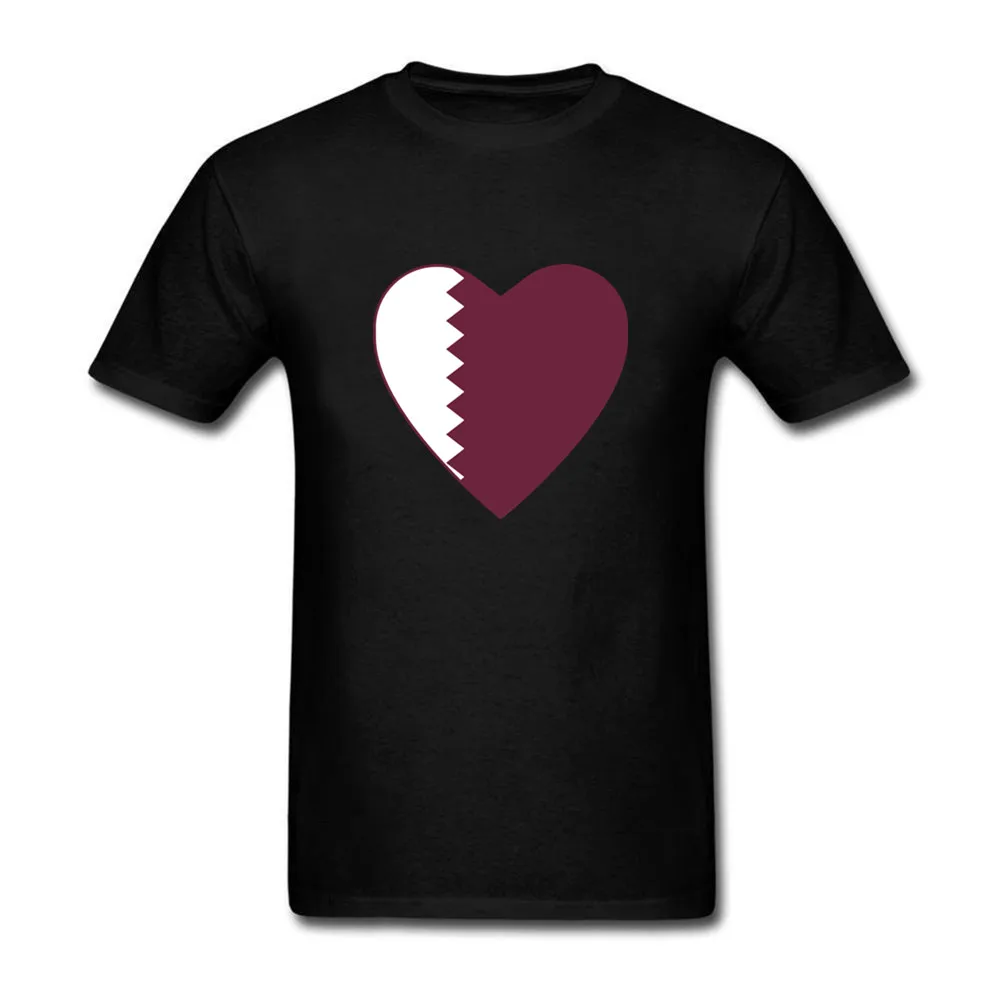 Men's T shirts Qatar Flag Heart designs t shirts Men cotton t shirt