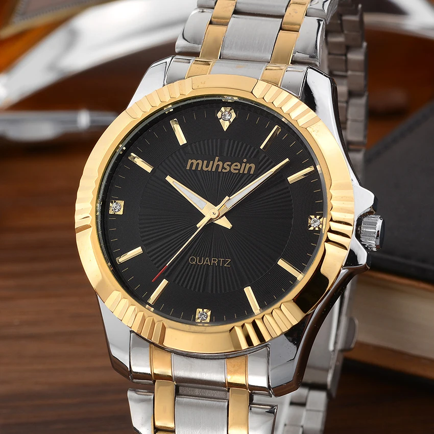 

new fashion business elegant stainless steel watch with waterproof quartz watch fashion men watch