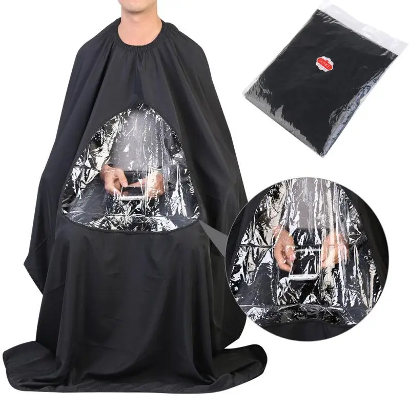 

Black Salon Hair Cutting Cape Hairdressing Gown with Viewing Window Hair Cutting Hairdressing Cloth Adult Waterproof Barbers