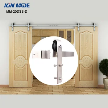 

KIN MADE 12ft/13.1ft Country Stainless Steel Sliding Barn double Wood Door Hardware Track Set MM-20DSS-D
