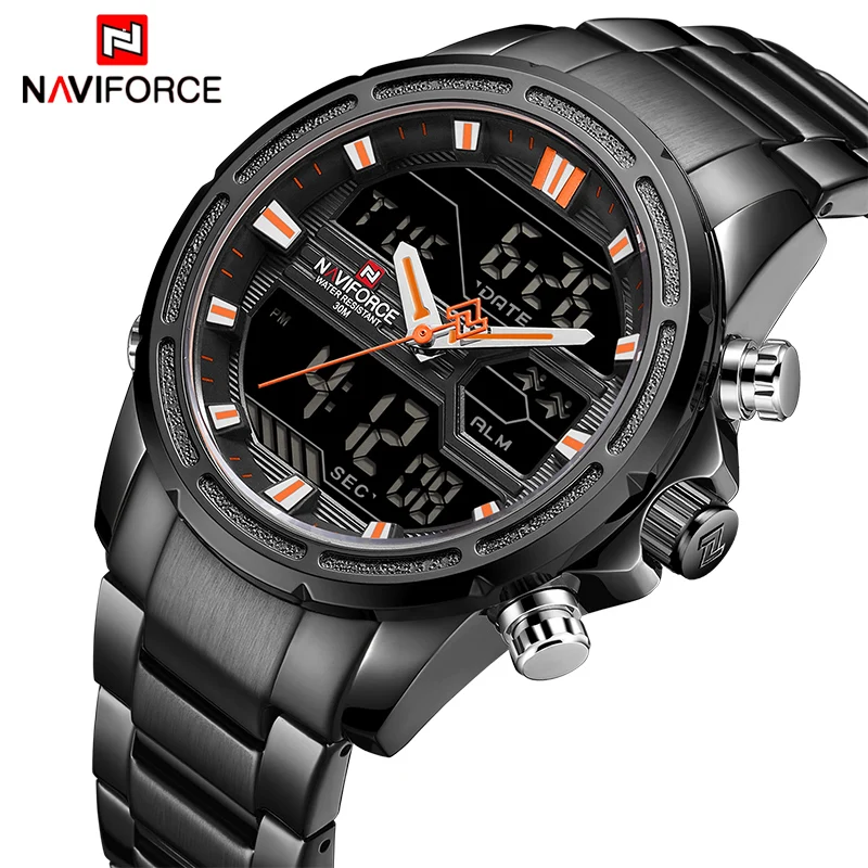 Acheter NAVIFORCE Hommes Quartz Analogique Montre De Luxe De Mode Montre Bracelet Étanche Sport Inoxydable Mâle Montres LED Horloge Relogio Masculino