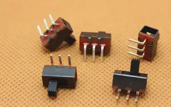 

100PCS 3mm High Side Knob 1P2T 2 Position Vertical Slide Switch 3 Pin SS12F21