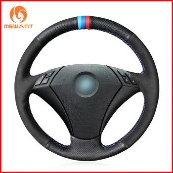 

MEWANT Black Genuine Leather Car Steering Wheel Cover for BMW 530 523 523li 525 520li 535 545i E60 Accessories Parts