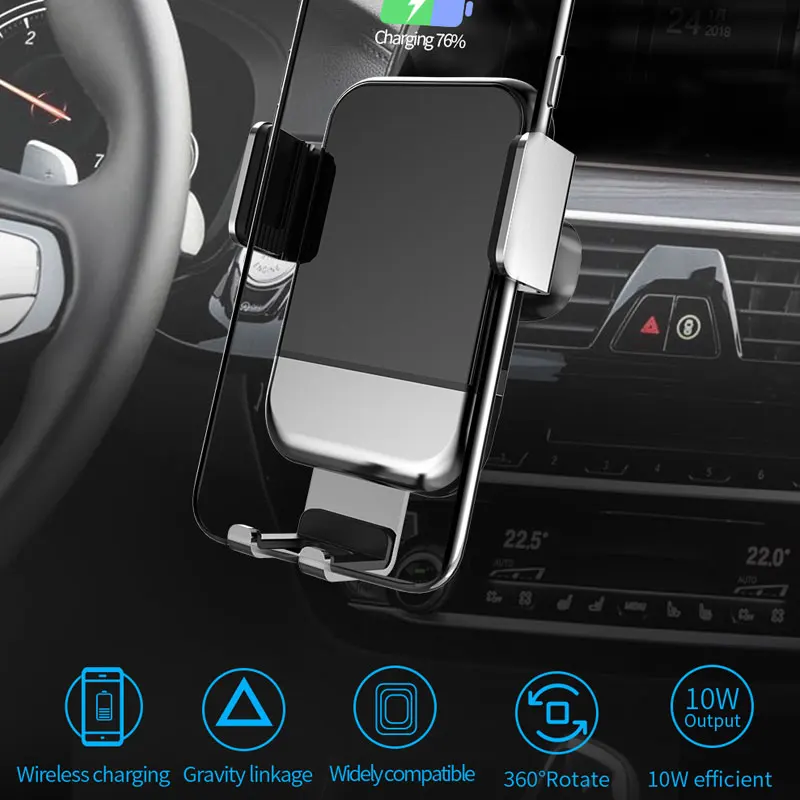 2 in 1 Car Phone Holder with wireless Car Charger For iPhone XS Max X XR 8 Fast Wireless Charging Bracket For Samsung S10 Xiaomi