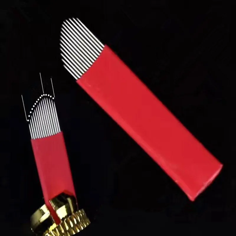

Permanent Makeup Blades Manual Eyebrow Tattoo Curved Blade 15 Needles For Tattoo Needles Free Shipping