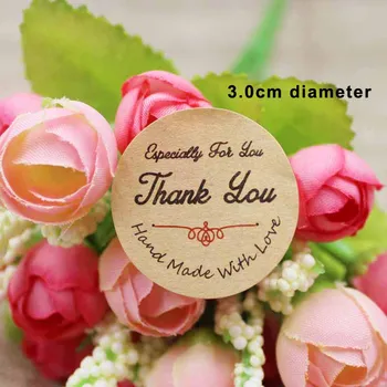 

2017 new circle Kraft/white DIY handmade with love Seal Sticker/ gfit wedding decorative Thank You Stickers packaging label