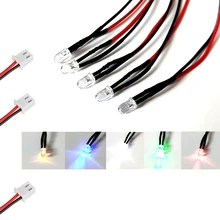 10 шт. 3 в 5 в 6 в 9 в 12 В 24 в 36 в 48 в 110 В 220 в прозрачный светодиодный 3 мм с проводом 20 см и вилкой XH2.54, светильник = белый, красный, синий, зеленый, желтый