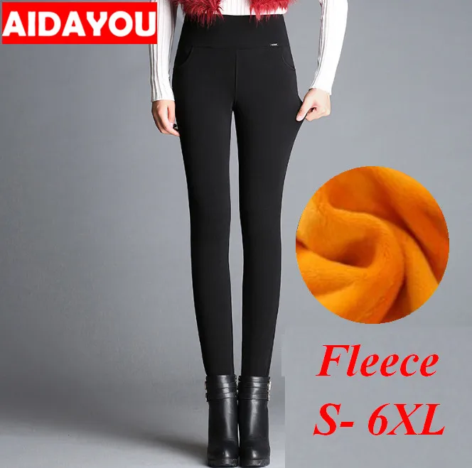 

Women Casual Pants Winter Plus Size 5XL 6XL Fleece Warm thick velvet knitted for Hiking Ski Girl Thick Leggings ouc087 aidayou