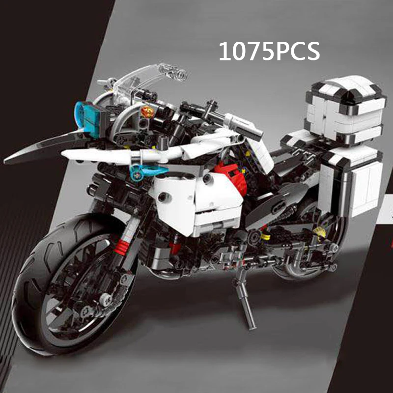 

Hot Dream-car Technics Police Patrol Motorcycle Building Block Motor Model Moc Bricks Educational Toys Collection for Adult Kids