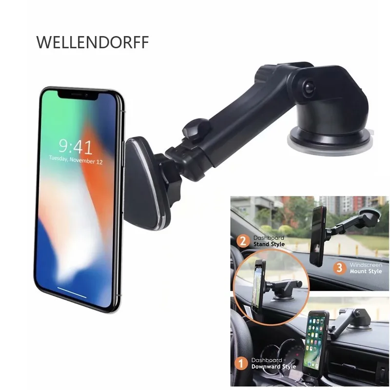 Holder Universal Phone Stand For IPhone Dashboard Winshield Retractable Long Arm 360
